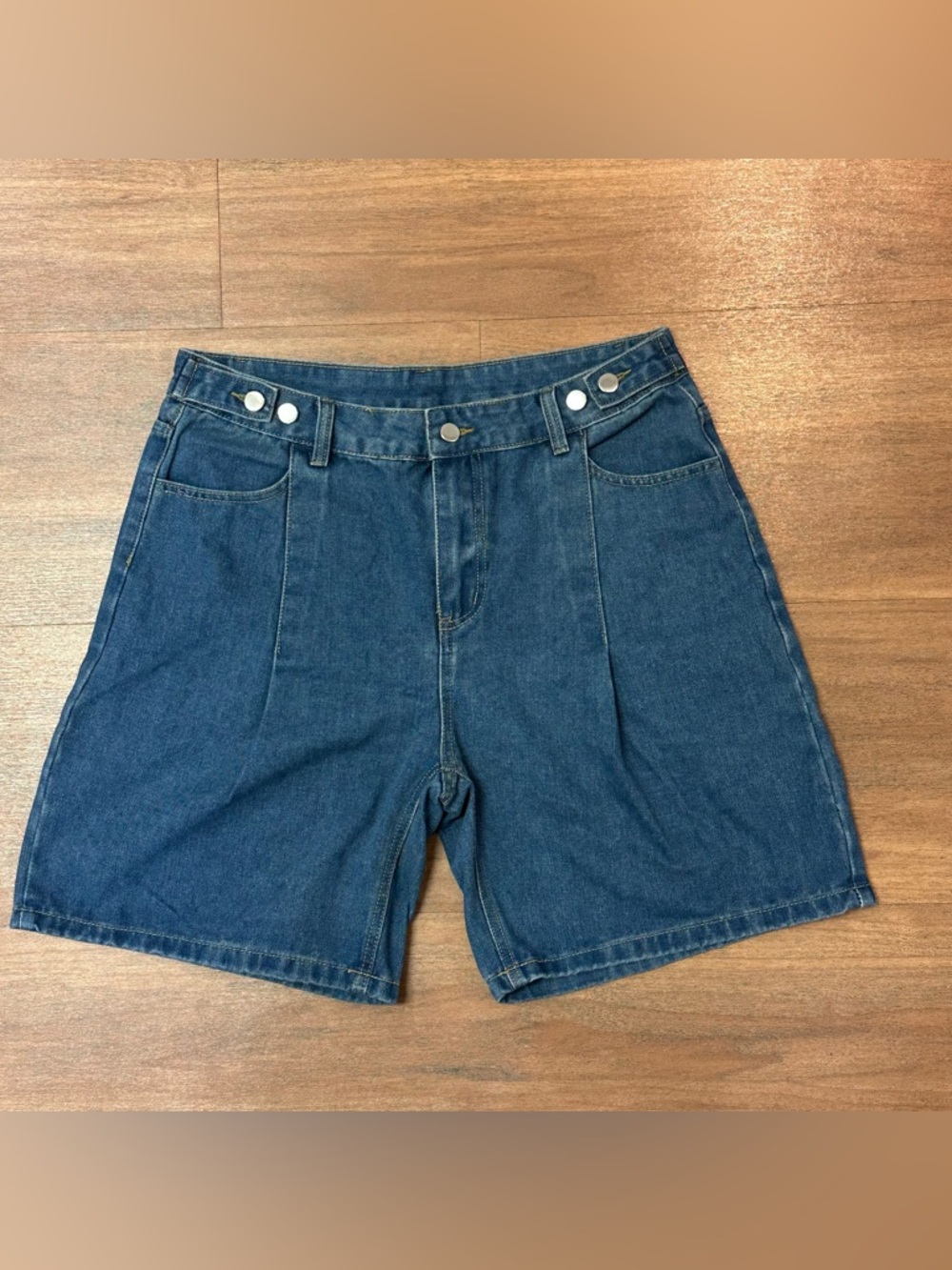 High-Waist Dark Blue Denim Shorts for Women